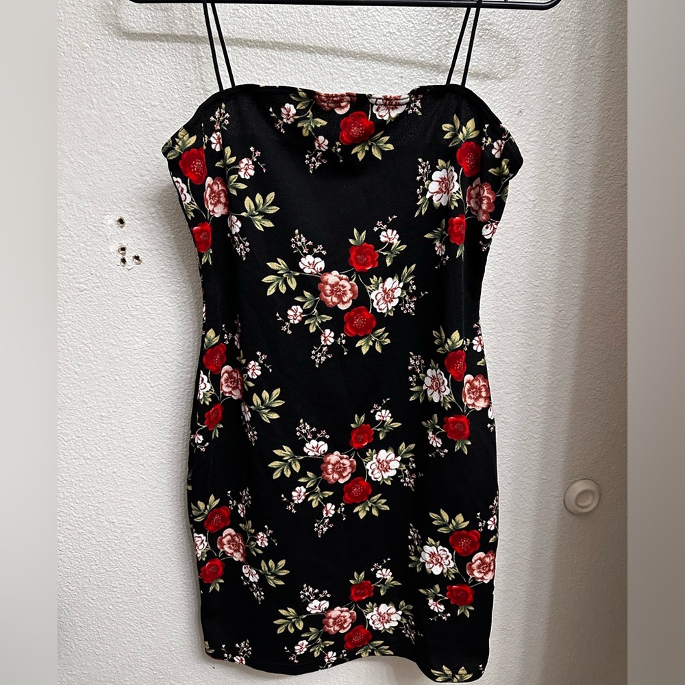 SHEIN Multicolor Floral/Rose Print BodyCon Mini Dress